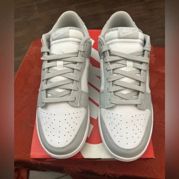 Nike Dunk white and gray sneakers, stylish and comfortable